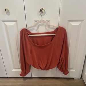 Super cute square neck top from free people sort of off the shoulder